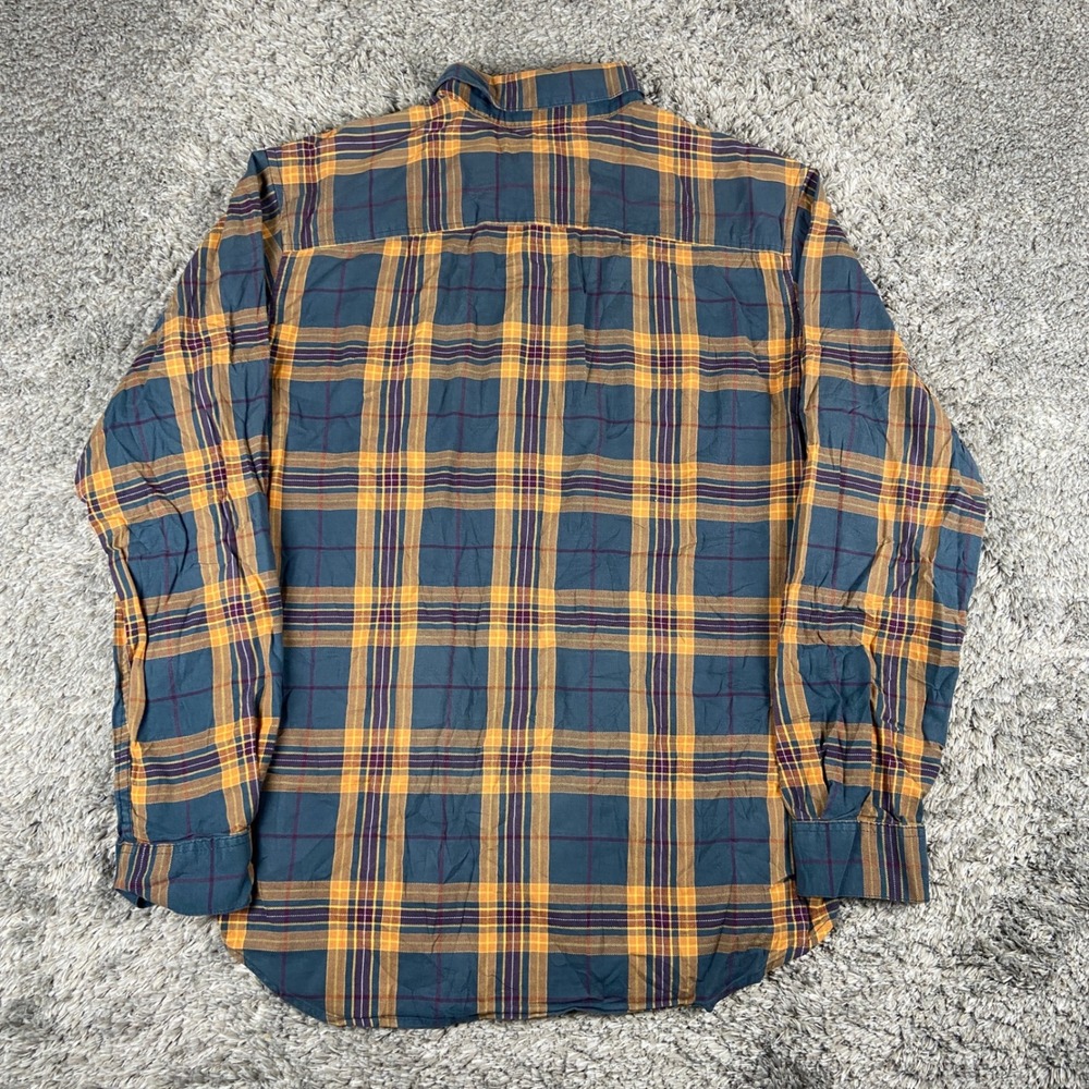 Columbia Rapid Rivers II Mens M Blue Orange Plaid Long Sleeve Shirt Stretch - Picture 10 of 11